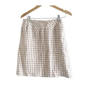Vintage Anne Klein Petites Academia Checkered Plaid Mini Skirt 6 Linen Silk